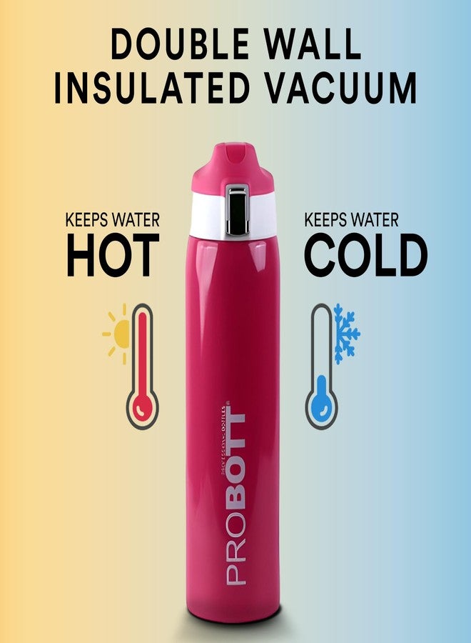 Probott Icon 750 ml Thermosteel Vacuum Insulated Double Walled Thermos Flask 0.75 Litre, Pink | Flip Top Cap | Leakproof | Gym | Sports | Office | Home | Kitchen | Travel | Water, Tea, Coffee, Shakes - Image 3
